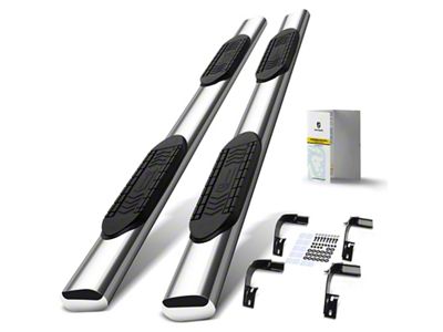 6-Inch Oval Straight Side Step Bars; Chrome (15-25 F-150 SuperCab)