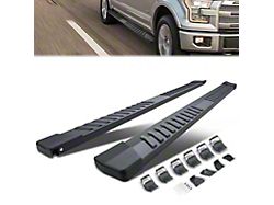 6-Inch Wide Flat Running Boards; Black (15-24 F-150 SuperCrew)