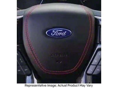 Alcantara Steering Wheel Airbag Cover with Blue Stitching and Black Emblems (17-20 F-150 Raptor)