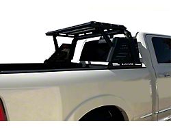 Armour II Roll Bar with 5.30-Inch Black Round Flood LED Lights and Basket; Black (15-24 F-150)