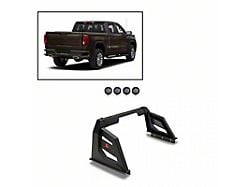 Armour Roll Bar with 5.30-Inch Black Round Flood LED Lights; Black (00-25 F-150 Styleside)