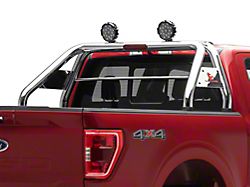 Atlas Roll Bar with 7-Inch Black Round LED Lights; Stainless Steel (00-24 F-150 Styleside)