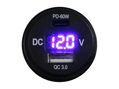 Auxiliary Digital Voltage Meter and Charging Port Round Socket Combo (Universal; Some Adaptation May Be Required)