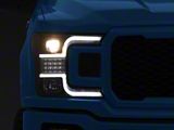 Sequential Turn Signal Projector Headlights; Black Housing; Clear Lens (18-20 F-150 w/ Factory Halogen Headlights)