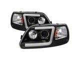 Light Bar Projector Headlights; Black Housing; Clear Lens (97-03 F-150)