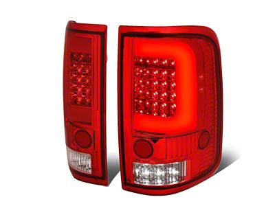 C-Bar LED Tail Lights; Chrome Housing; Red Lens (04-08 F-150 Styleside)