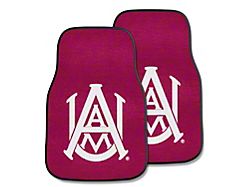 Carpet Front Floor Mats with Alabama Agricultural and Mechanical University Logo; Maroon (Universal; Some Adaptation May Be Required)