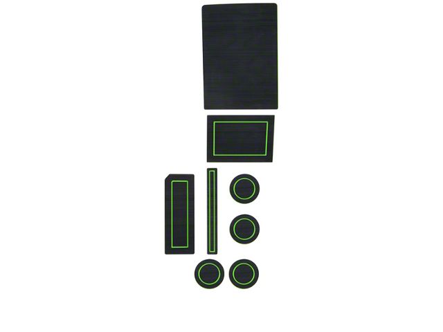 Center Console Cup Holder Inserts; Black/Green (17-24 F-150 w/ Bucket Seats, Steering Column Shifter & w/o Center Dash Speaker)