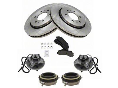 Ceramic 6-Lug Brake Rotor, Pad and Hub Acuators and Wheel Bearing Hub Assembly Kit; Front (11-14 4WD F-150)