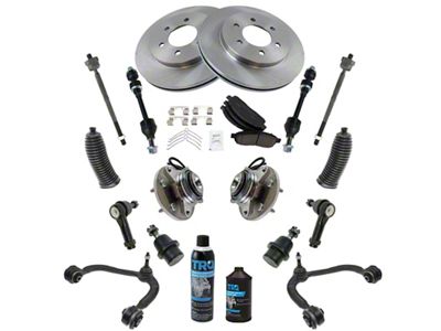 Ceramic 6-Lug Brake Rotor, Pad, Steering and Suspension Kit; Front (Late 05-08 4WD F-150)