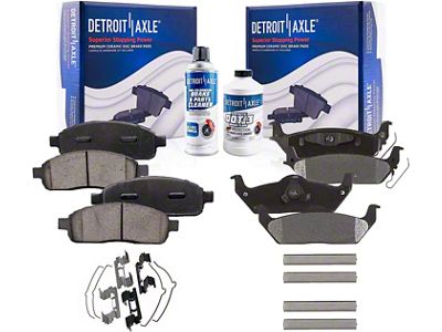 Ceramic Brake Pads with Brake Fluid and Cleaner; Front and Rear (04-08 F-150)