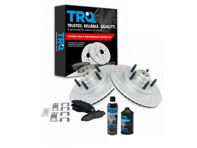 Ceramic Performance 5-Lug Brake Rotor, Pad, Brake Fluid and Cleaner Kit; Front (Late 00-03 2WD F-150, Excluding Lightning)