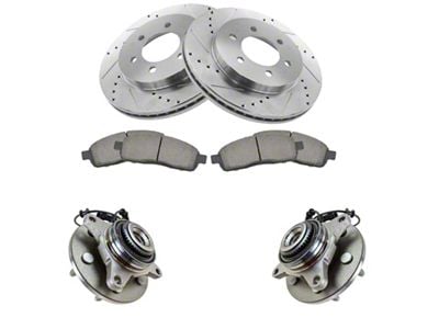 Ceramic Performance 6-Lug Brake Rotor, Pad and Wheel Bearing Kit; Front (Late 05-08 4WD F-150)