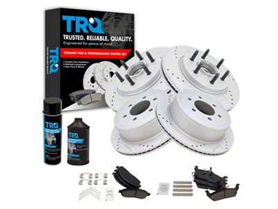 Ceramic Performance 6-Lug Brake Rotor, Pad, Brake Fluid and Cleaner Kit; Front and Rear (04-08 2WD F-150)