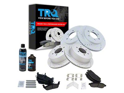 Ceramic Performance 6-Lug Brake Rotor, Pad, Brake Fluid and Cleaner Kit; Front and Rear (04-08 4WD F-150)