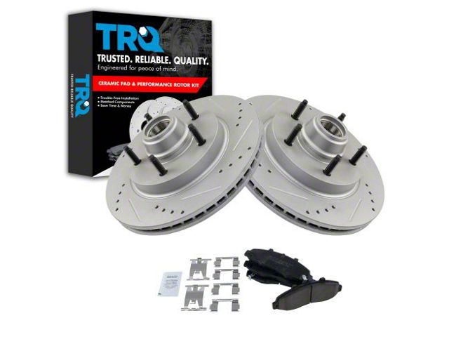 Ceramic Performance 5-Lug Brake Rotor and Pad Kit; Front (97-99 2WD F-150 w/ Rear Wheel ABS)
