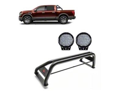 Classic Roll Bar with 9-Inch Black Round LED Lights; Black (00-25 F-150)