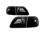 Crystal Headlights with Corner; Black Housing; Smoked Lens (97-03 F-150)