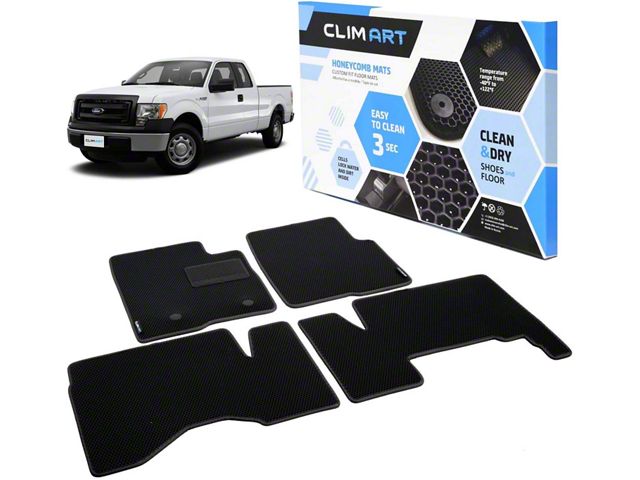 Custom Fit Front and Rear Floor Liners; Black (09-14 F-150 SuperCab)