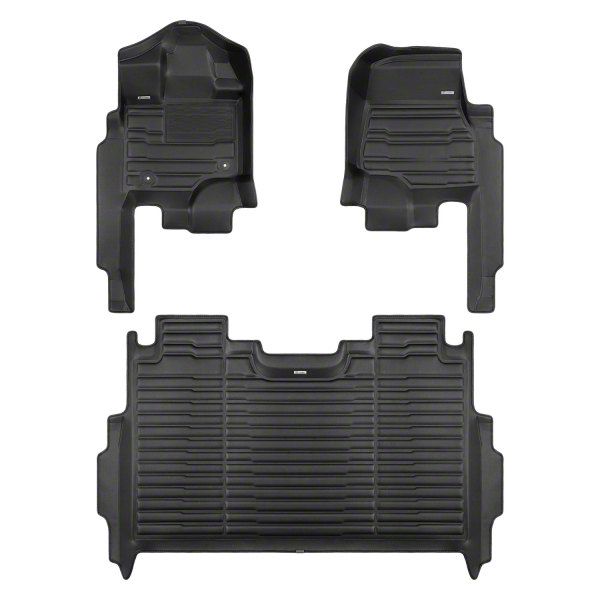 F-150 Custom Front and Rear Floor Mats; Black (21-25 F-150 SuperCrew w ...