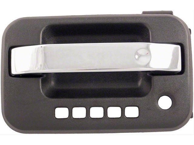 Exterior Door Handle; Front Left; Chrome Lever; Textured Black Housing; With Keypad Opening; Plastic (04-08 F-150)