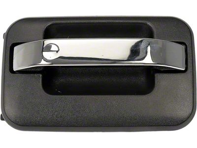 Exterior Door Handle; Front Right; Metal; Textured Black; With Chrome Lever; Without Keyhole; Plastic (09-14 F-150)