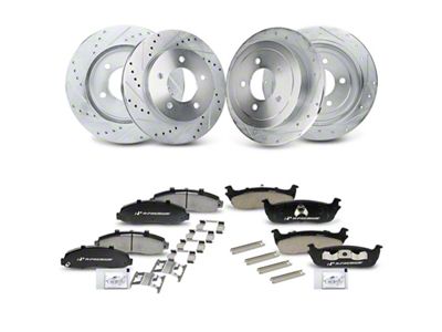 Drilled and Slotted 5-Lug Brake Rotor and Pad Kit; Front and Rear (00-03 4WD F-150)