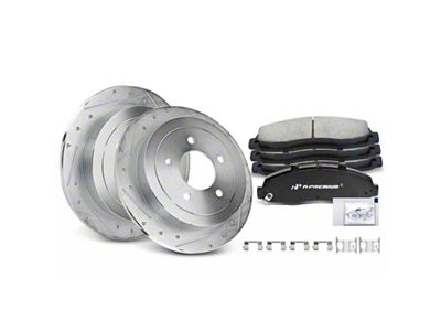 Drilled and Slotted 5-Lug Brake Rotor and Pad Kit; Rear (00-03 F-150 w/ Rear Disc Brakes, Excluding Lightning)