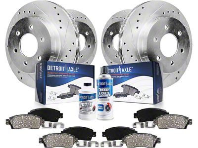 Drilled and Slotted 6-Lug Brake Rotor, Pad and Brake Cleaner and Fluid Kit; Front and Rear (10-11 F-150)