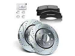 Drilled and Slotted 7-Lug Brake Rotor and Pad Kit; Front (10-17 F-150)