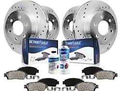 Drilled and Slotted 6-Lug Brake Rotor, Pad, Brake Fluid and Cleaner Kit; Front and Rear (12-14 F-150; 15-20 F-150 w/ Manual Parking Brake)