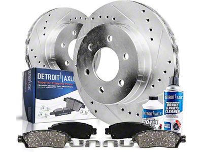 Drilled and Slotted 6-Lug Brake Rotor, Pad, Brake Fluid and Cleaner Kit; Rear (12-14 F-150; 15-20 F-150 w/ Manual Parking Brake)