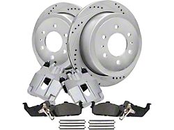 Drilled and Slotted 6-Lug Brake Rotor, Pad and Caliper Kit; Rear (04-11 F-150)