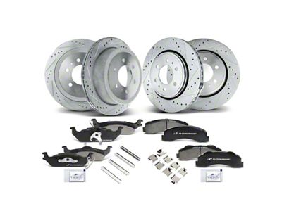 Drilled and Slotted 6-Lug Brake Rotor and Pad Kit; Front and Rear (10-11 F-150)