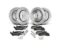 Drilled and Slotted 6-Lug Brake Rotor and Pad Kit; Front and Rear (12-14 F-150; 15-20 F-150 w/ Manual Parking Brake)