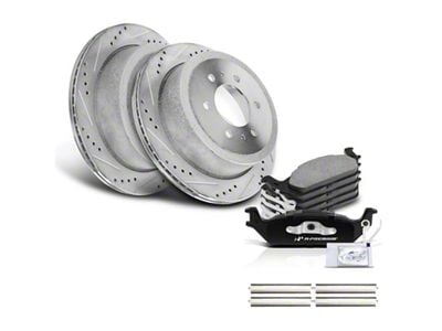 Drilled and Slotted 6-Lug Brake Rotor and Pad Kit; Rear (04-11 F-150)