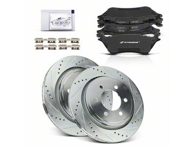 Drilled and Slotted 6-Lug Brake Rotor and Pad Kit; Rear (15-17 F-150 w/ Electric Parking Brake)