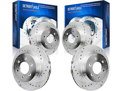 Drilled and Slotted 6-Lug Rotors; Front and Rear (12-14 F-150; 15-20 F-150 w/ Manual Parking Brake)