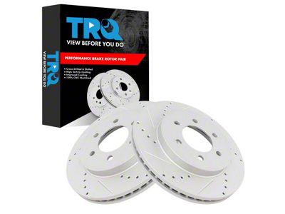 Drilled and Slotted 6-Lug Rotors; Front Pair (04-08 4WD F-150)