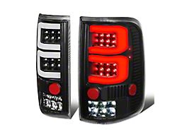 Dual C-Bar LED Tail Lights; Black Housing; Clear Lens (04-08 F-150 Styleside)