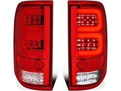 Dual C-Bar LED Tail Lights; Chrome Housing; Red Lens (04-08 F-150 Styleside)