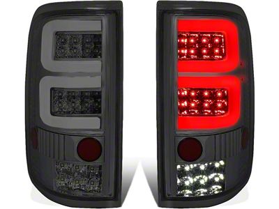 Dual C-Bar LED Tail Lights; Chrome Housing; Smoked Lens (04-08 F-150 Styleside)