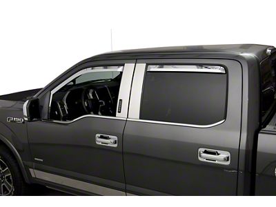 Putco Element Chrome Window Visors; Channel Mount; Front and Rear (21-24 F-150 SuperCab)
