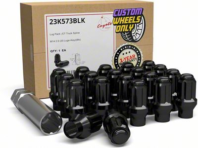 ET Bulge Acorn Black Lug Nut Kit; 14mm x 2; Set of 20 (00-03 F-150)