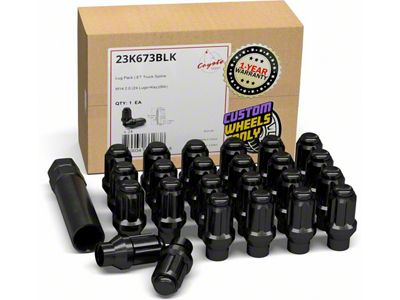 ET Bulge Acorn Black Lug Nut Kit; 14mm x 2; Set of 24 (04-14 F-150)