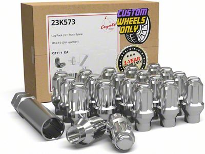 ET Bulge Acorn Chrome Lug Nut Kit; 14mm x 2; Set of 20 (00-03 F-150)