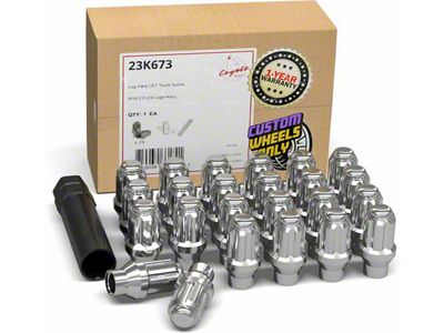 ET Bulge Acorn Chrome Lug Nut Kit; 14mm x 2; Set of 24 (04-14 F-150)