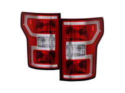 Facelift Tail Lights; Red Housing; Clear Lens (15-20 F-150 w/ Factory Halogen Non-BLIS Tail Lights)