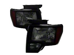 Factory Style Headlights; Black Housing; Smoked Lens (09-14 F-150 w/ Factory Halogen Headlights)