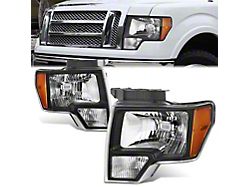 Factory Style Headlights; Chrome Housing; Clear Lens (09-14 F-150 w/ Factory Halogen Headlights)